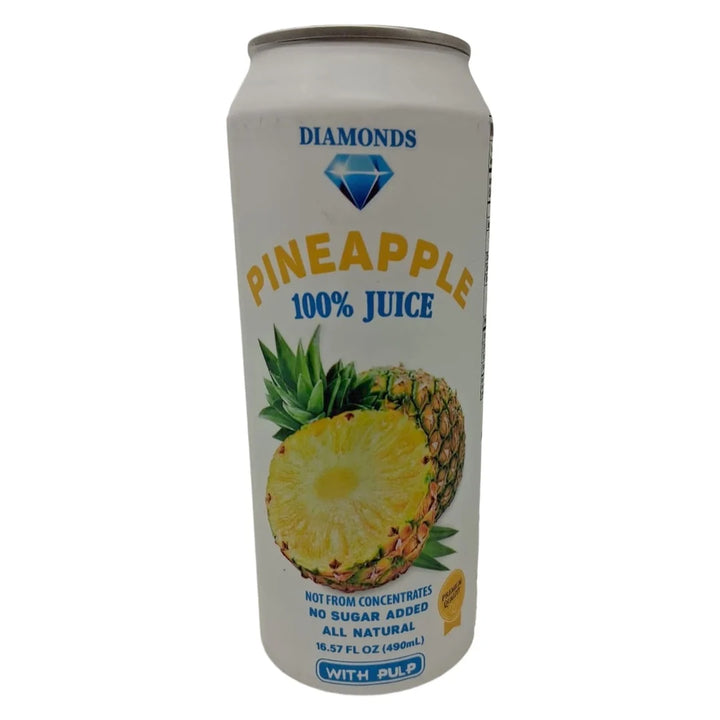 Diamonds Pineapple Juice with Pulp, 16.57 fl oz (490mL) Can - All Natural Refreshment