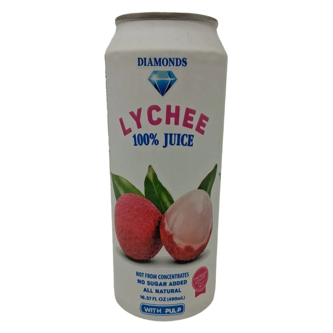 Diamonds Lychee Juice with Pulp, 16.57 fl oz (490mL), All Natural Tropical Fruit Juice
