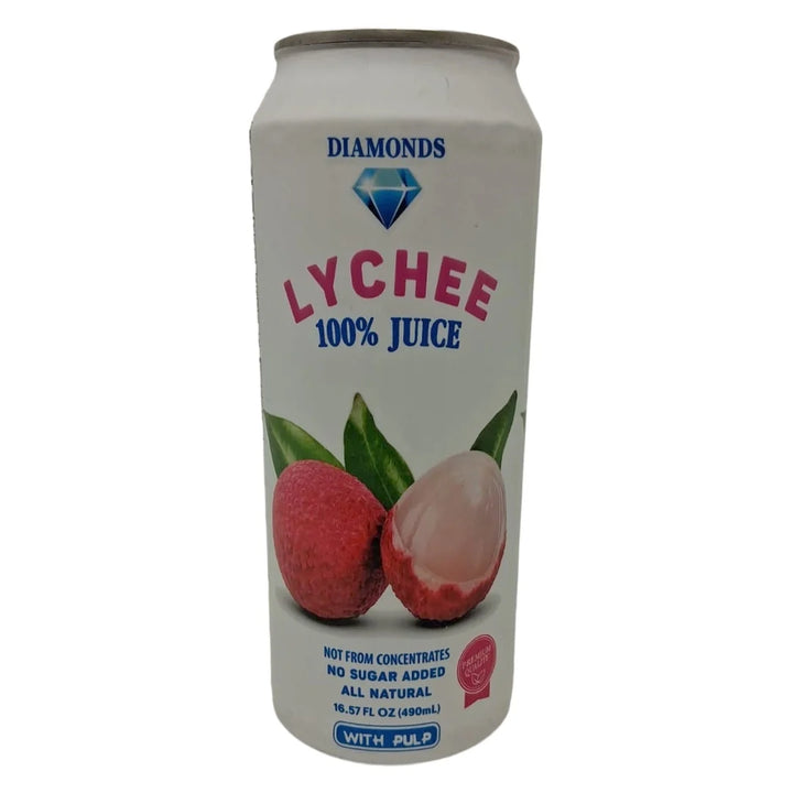 Diamonds Lychee Juice with Pulp, 16.57 fl oz (490mL), All Natural Tropical Fruit Juice